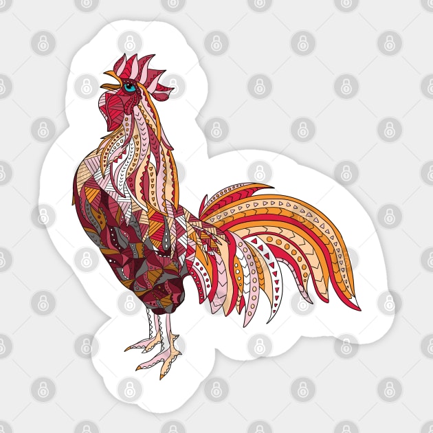 Ethnic Crowing Rooster Sticker by Tebscooler